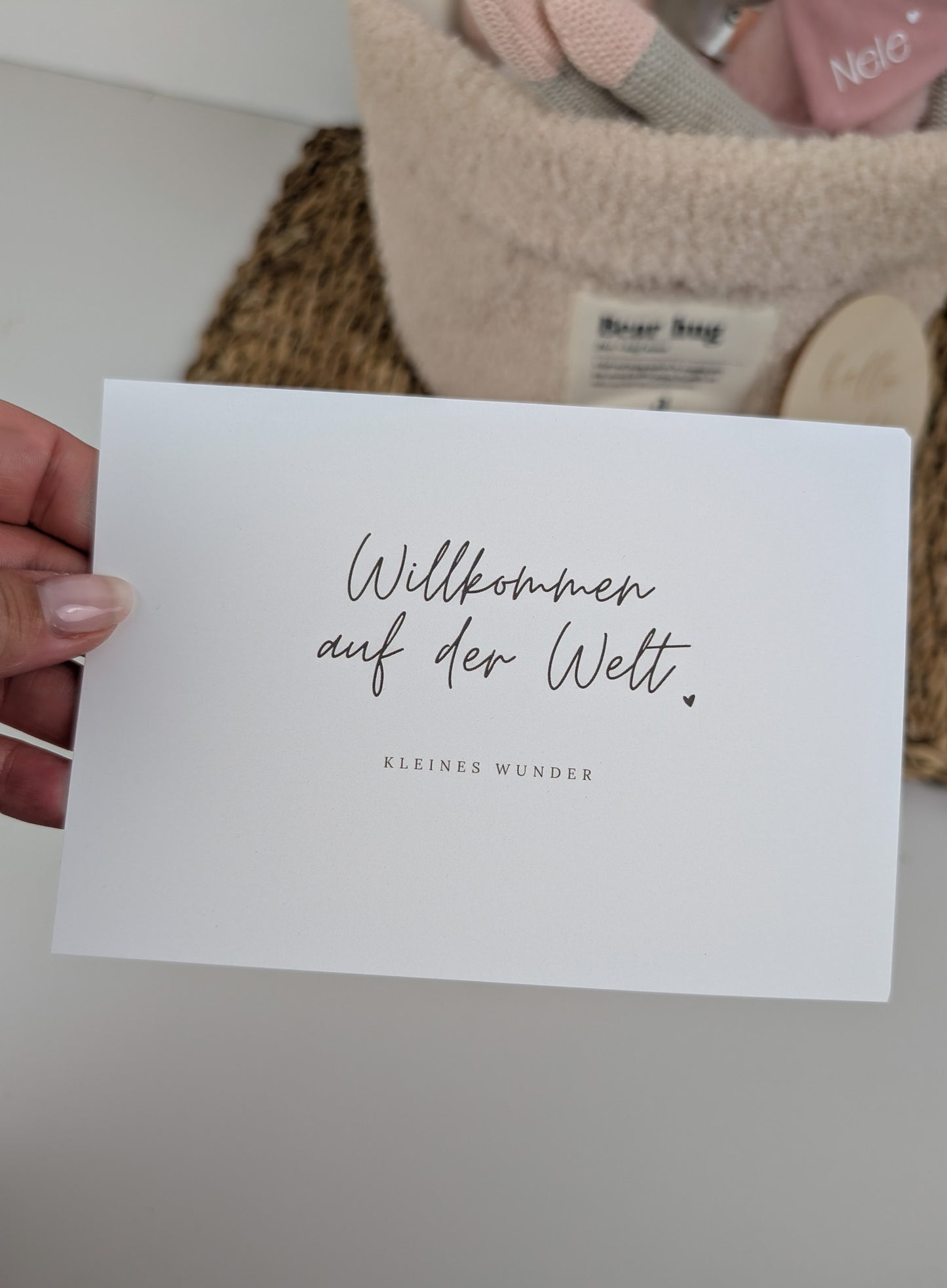 Personalisiertes Geschenkkörbchen | Rosa | Geschenk zur Geburt | Taufe