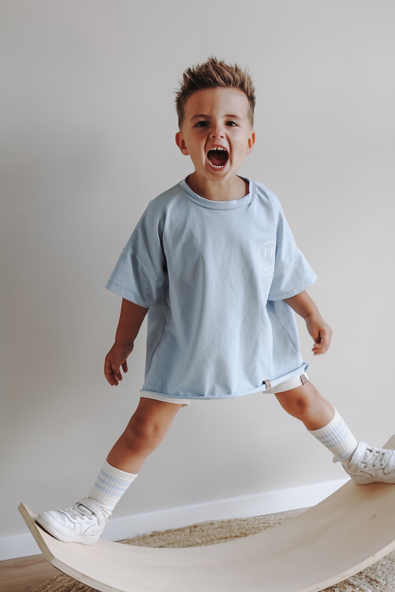 Oversize Shirt | Hellblau | Smiley