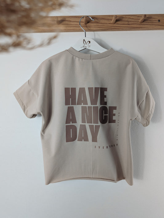 Oversize Shirt | Beige | HAVE A GOOD DAY | Braun